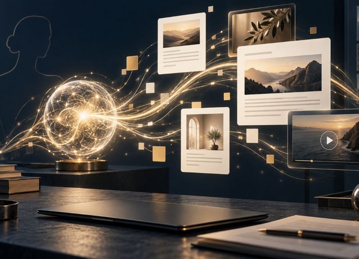 KI unterstützt die strukturierte Erstellung von Texten, Bildern und Videos für Faceless-Marketing